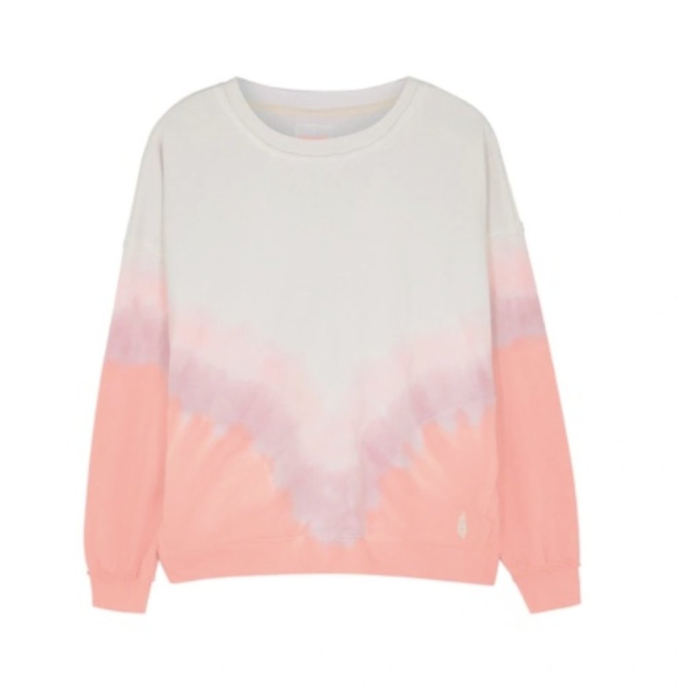 Free People Ombre Tie-Dye Metti Crew Neck Crewneck Sweatshirt Papaya Punch XS